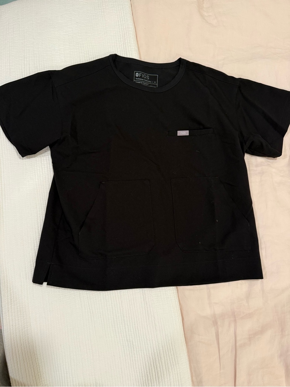FIGS Black Short-Sleeve Scrub Top